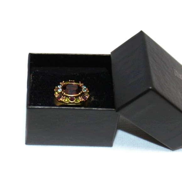 Heidi Daus East West Copper & Multicolored Crystal Antique Gold Finish Ring - Picture 9 of 10